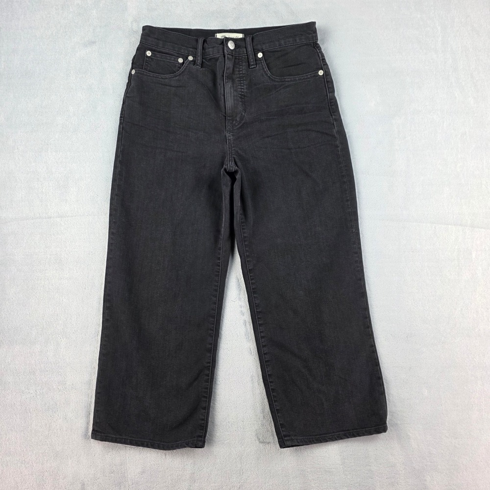Madewell Slim Wide-Leg Crop Jeans Black High Rise Size 28